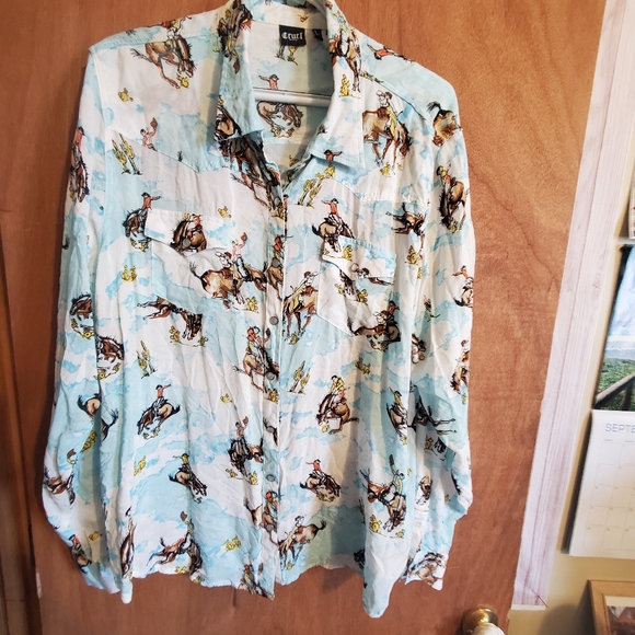 CRUEL DENIM WESTERN PEARL SNAP. XXL. LONG SLEEVE. - Picture 1 of 9